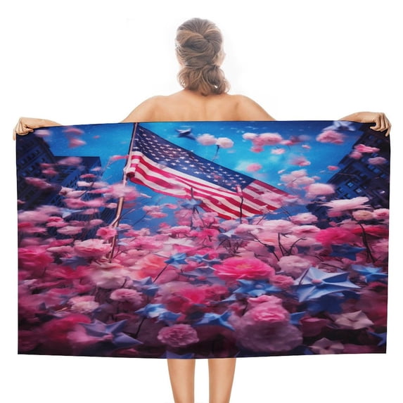 Independence Day Of The United States Flag Beach Towel Microfiber Beach Towels Sand Free Quick Dry Lightweight Travel Towels