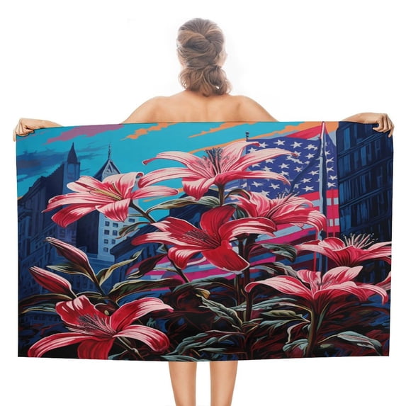 Independence Day Of The United States Flag Beach Towel, Microfiber Beach TowelsAbsorbent, Compact, Beach Blanket, Lightweight Towel for The Swimming