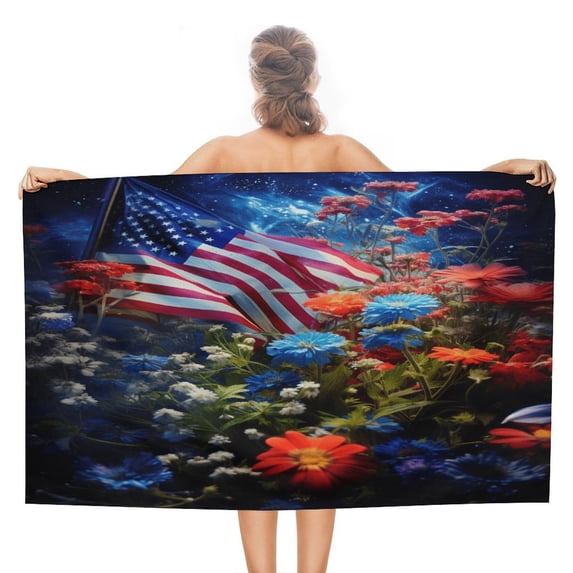 Independence Day Of The United States Flag Beach Towel, Microfiber Beach TowelsAbsorbent, Compact, Beach Blanket, Lightweight Towel for The Swimming