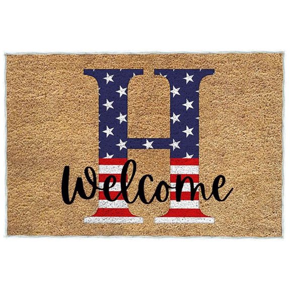 Independence Day Outdoor Mat, Patriotic Doormat with American Flag Design, Non-Slip Welcome Mat for Front Door Porch, Washable Indoor Entryway Rug, 4th of July Holiday Decor Floor Mat