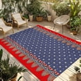 thumbnail image 1 of Independence Day Outdoor Rug for Patio/Deck/Porch, Non-Slip Large Area Rug 6 x 9 Ft, 4th of July Star Blue Red Striped Indoor Outdoor Rugs Washable Area Rugs, Reversible Camping Rug Carpet Runner, 1 of 8