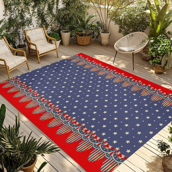 Abstract Blue Outdoor Rug for Patio/Deck/Porch, Non-Slip Large Area Rug ...