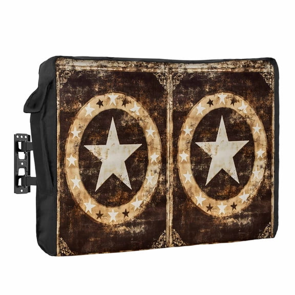 Independence Day Outdoor TV Cover 70 to 75 inch Weatherproof Waterproof, Retro Country Western Star Ring TV Enclosures with Remote Control Pocket Flat Screen Protector for Outside