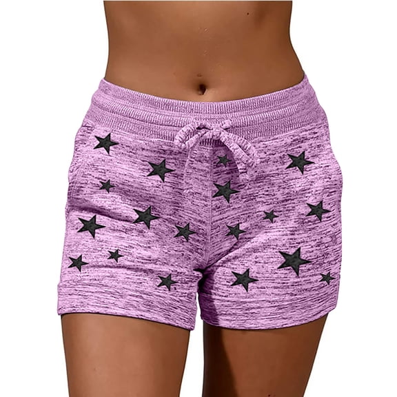 Independence Day,POROPL Drawstring Elastic Waist Summer Comfy Pocketed Solid Plus Size Sleep Shorts for Lady Pink Size 14