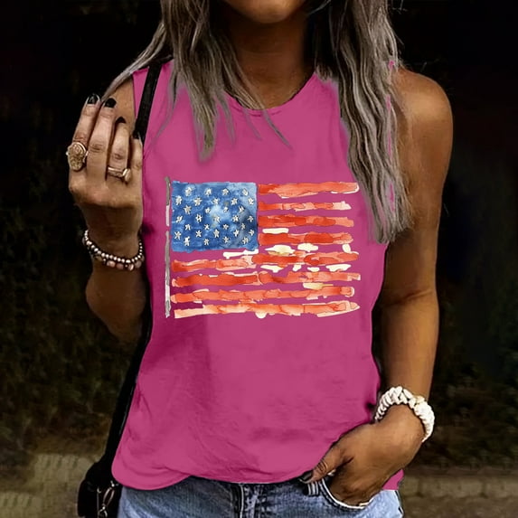 Independence Day POROPL T Shirts for Women , Womens Graphic T Shirts Crew Neck Sleeveless Tops