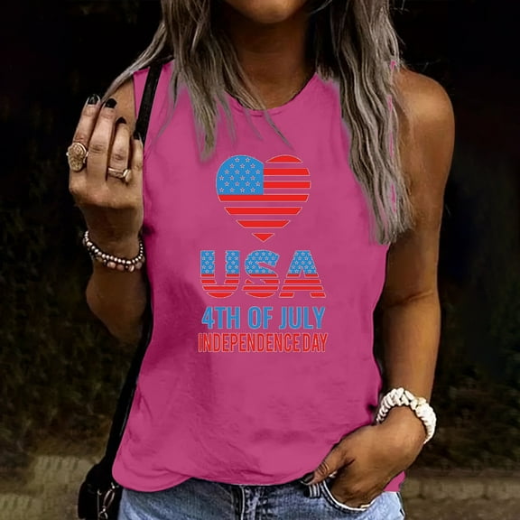 Independence Day POROPL Womens Graphic T Shirts , T Shirts for Women Crew Neck Sleeveless Tops
