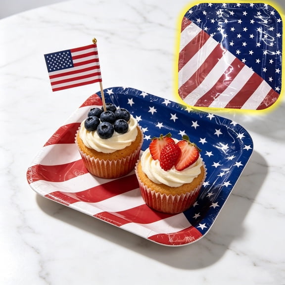 Independence Day Paper Plates Disposable Party Plates, Patriotic Star Pattern Dinnerware Heavy Duty Easy Cleanup Tableware, For Fourth Of July BBQ Picnic Family Gatherings