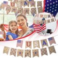 thumbnail image 1 of Independence Day Party Decorative Supplies Linen Swallowtail Banner With Jute Rope Veterans Memorial Banner, 7Th Of July Patriotic Party Decorations For Home Porch Yard Indoor, 1 of 7