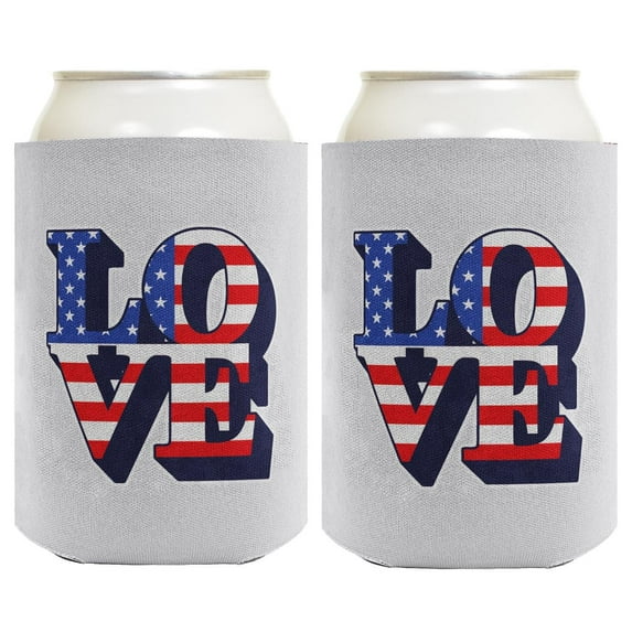 Independence Day Party Favor Love America Pop Art Light Blue 2-Pack Can Drink Thermocoolers