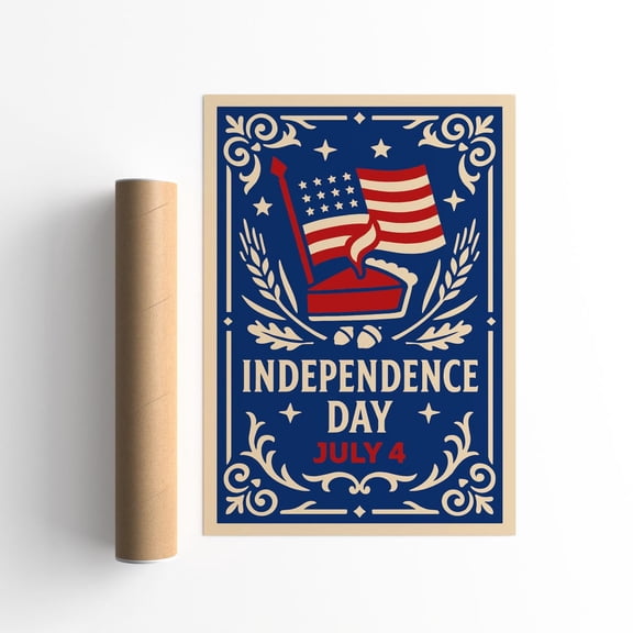 Independence Day Patriotic American Flag Decor Poster, Unframed Paper Poster 8x10in
