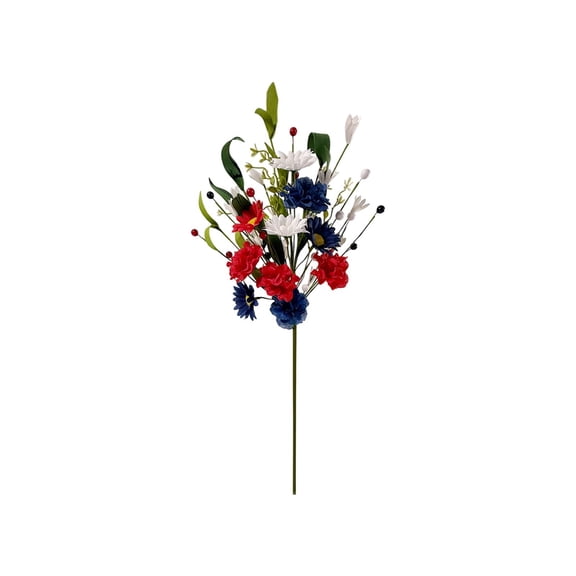 Independence Day Patriotic Artificial Flowers Bouquets, Single Stems Faux Floral Sprigs, Table Stair Wedding Shooting Props Fourth Of July Home Holiday Scene Decor