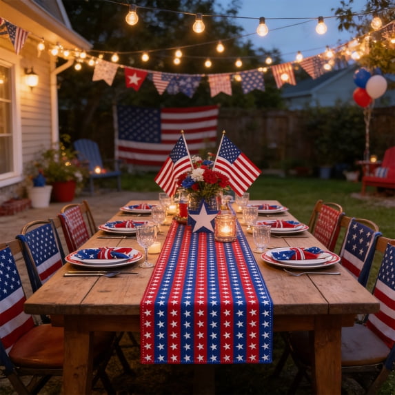 Independence Day Patriotic Decorations Themed Table Runner Flag And Star Patterns Placemat Holiday Party Living Room Dining Room 4th of July Decorations Tea Flag Party Supplies