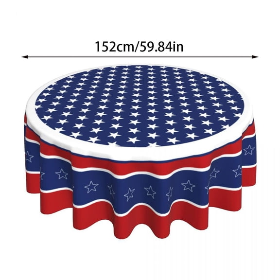 Independence Day Patriotic Round Tablecloth 60 Inch 4th of July Table Cloth