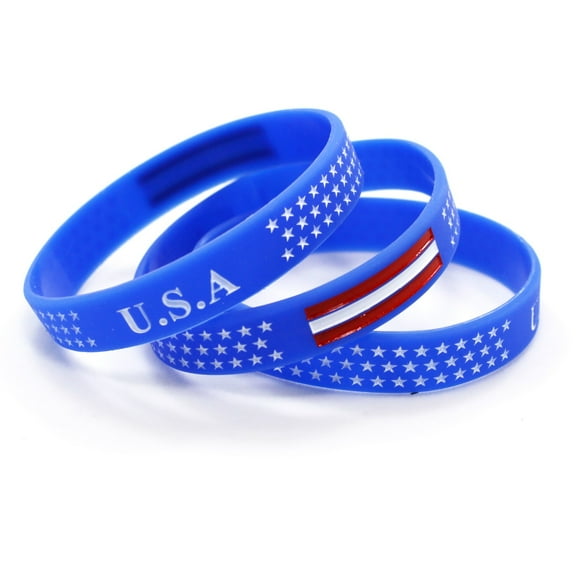 Independence Day Patriotic Rubber Bracelet for 4th of July USA Celebration, National Holiday Party Supplies, Festive Carnival Wristband Decorations & Accessories