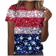 thumbnail image 1 of Independence Day Patriotic Shirts for Womens Round Neck Tee Short Sleeve Shirts Usa Flag Star Stripe Vintage Causal Tops Going Out Holiday Beach Party Tunics Tee Outfits, 1 of 5