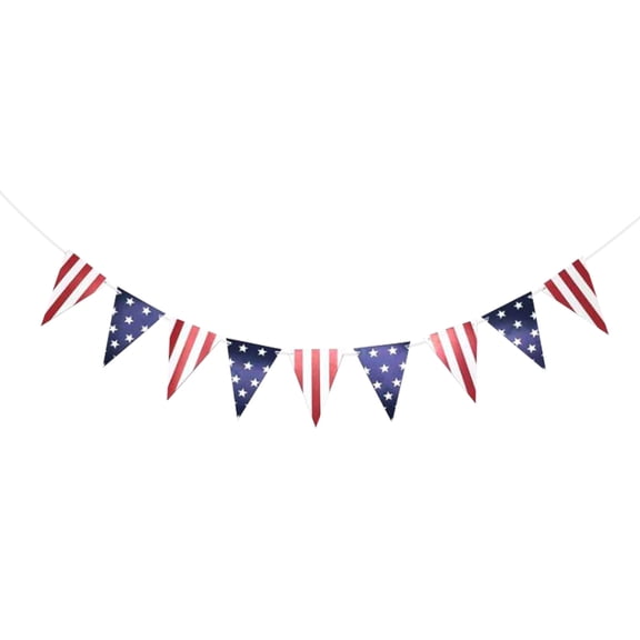Independence Day Pennant String Flags, Patriotic Hanging Bunting Banner, USA Themed Triangle Pull Flag for Outdoor Family Holiday Party Wall Decor