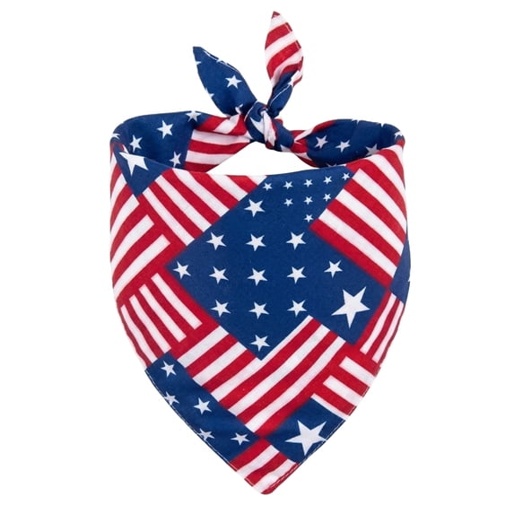Independence Day Pet Bandana, Polyester Dog Cat Neck Scarf with Patriotic USA Flag Patterns for Small Medium Pets, Perfect for 4th of July Celebrations and Daily Decorations