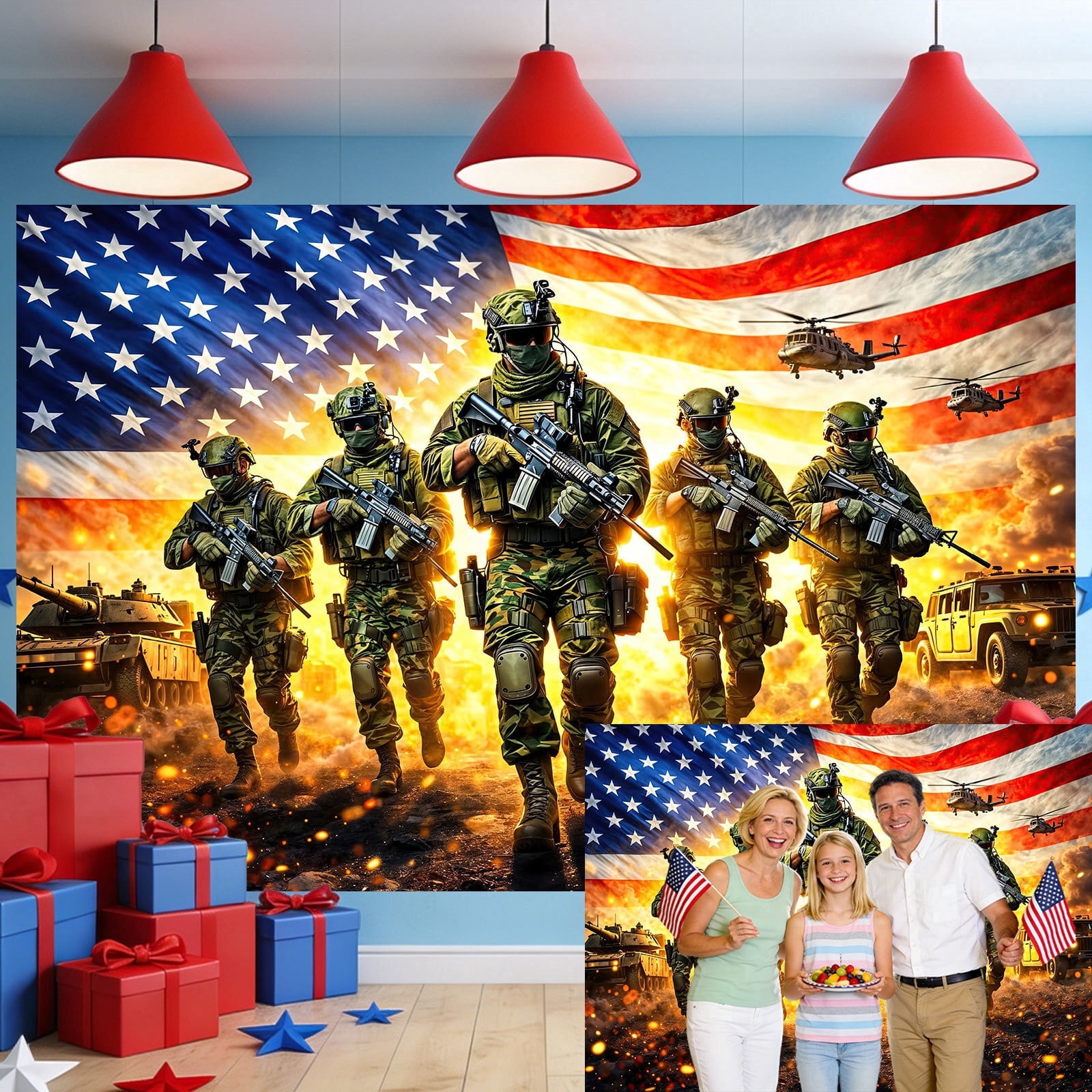 Independence Day Photography Backdrop, American Flag Military Patriotic ...