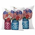 thumbnail image 1 of Independence Day Pillow Covers 2 Pack American Flag Red Blue Bottle Flowers Pillowcase Waterproof Outdoor Throw Pillow Cover for Patio Garden Square Cushion 20”x20”, 1 of 9