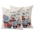 thumbnail image 1 of Independence Day Pillow Covers 2 Pack Blue Pink Red Floral American Flag Flowerpot Linen Texture Pillowcase Waterproof Outdoor Throw Pillow Cover for Patio Garden Square Cushion 20”x20”, 1 of 9