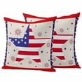 thumbnail image 1 of Independence Day Pillow Covers 2 Pack Flag Day Retro Blue Red Star Fireworks Stripes Pillowcase Waterproof Outdoor Throw Pillow Cover for Patio Garden Square Cushion 24”x24”, 1 of 9