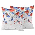thumbnail image 1 of Independence Day Pillow Covers 2 Pack Poppy Blue Floral Butterfly USA Flag Star Pillowcase Waterproof Outdoor Throw Pillow Cover for Patio Garden Square Cushion 18”x18”, 1 of 9
