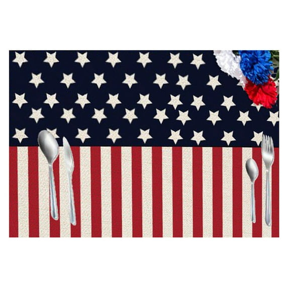 Independence Day Placemats Patriotic Decorations for Table 4th of July American Flag Theme Stars Stripes Placemat for Dinning Table Rectangle Place Mats Washable Holiday Table Decoration