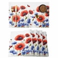 thumbnail image 1 of Independence Day Placemats Set of 12 Vintage Flower Watercolor Red Blue Place Mats Indoor Wipeable Table Mats Washable Cloth Dining Table Placemats for Kitchen Holiday Party Home Decor 13x19 Inch, 1 of 9