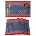 thumbnail image 1 of Independence Day Placemats Set of 4, Vintage Abstract Blue Red Stars USA Flag Red Border Non-Slip Place Mats Washable Table Mats for Kitchen Dining Table Decorations Indoor/Outdoor, 1 of 9