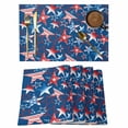 thumbnail image 1 of Independence Day Placemats Set of 6, USA Flag Stars Gradient Dark Blue Background Non-Slip Place Mats Washable Table Mats for Kitchen Dining Table Decorations Indoor/Outdoor, 1 of 9
