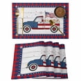 thumbnail image 1 of Independence Day Placemats Set of 8, American Flag Truck on Rustic Wooden Grain Non-Slip Place Mats Washable Table Mats for Kitchen Dining Table Decorations Indoor/Outdoor, 1 of 9
