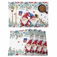 thumbnail image 1 of Independence Day Placemats Set of 8 Gnomes American Flag Eucalyptus Leaf Place Mats Indoor Wipeable Table Mats Washable Cloth Dining Table Placemats for Kitchen Holiday Party Home Decor 13x19 Inch, 1 of 9