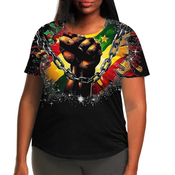 Independence Day Plus Size 4X Women's Short Sleeve Tops Sale Under $10 Free Shipping Summer Casual Loose Print Blouse