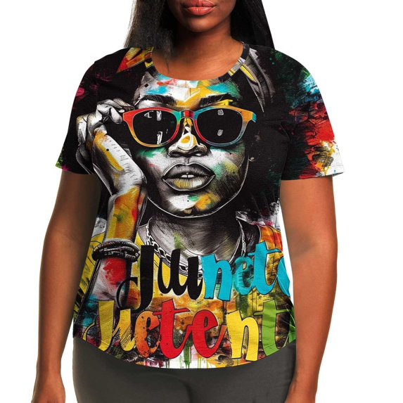 Independence Day Plus Size 4X Women's Short Sleeve Tops Sale Under $10 Free Shipping Summer Casual Loose Print Blouse
