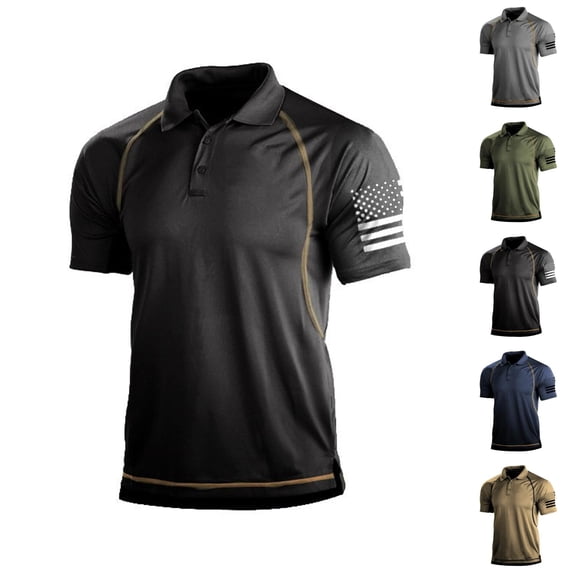 Independence Day Polo Shirt for Men 2026 Summer Casual Short Sleeve Collared Us Flag Printed T Shirts