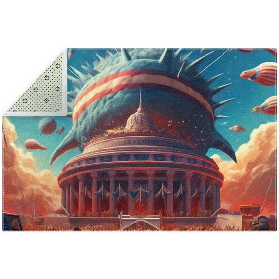 Independence Day Polyester Chair Mat - Right-Angle Floor Mat for Office Chairs - Durable and - Protects Hardwood and Carpet Floors