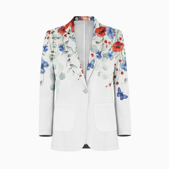 Independence Day Poppies with Eucalyptus Leaves White Mens Suits Shawl Collar Slim Fit Suit Mens Groom Jacket Tuxedos for Wedding Dress Evening