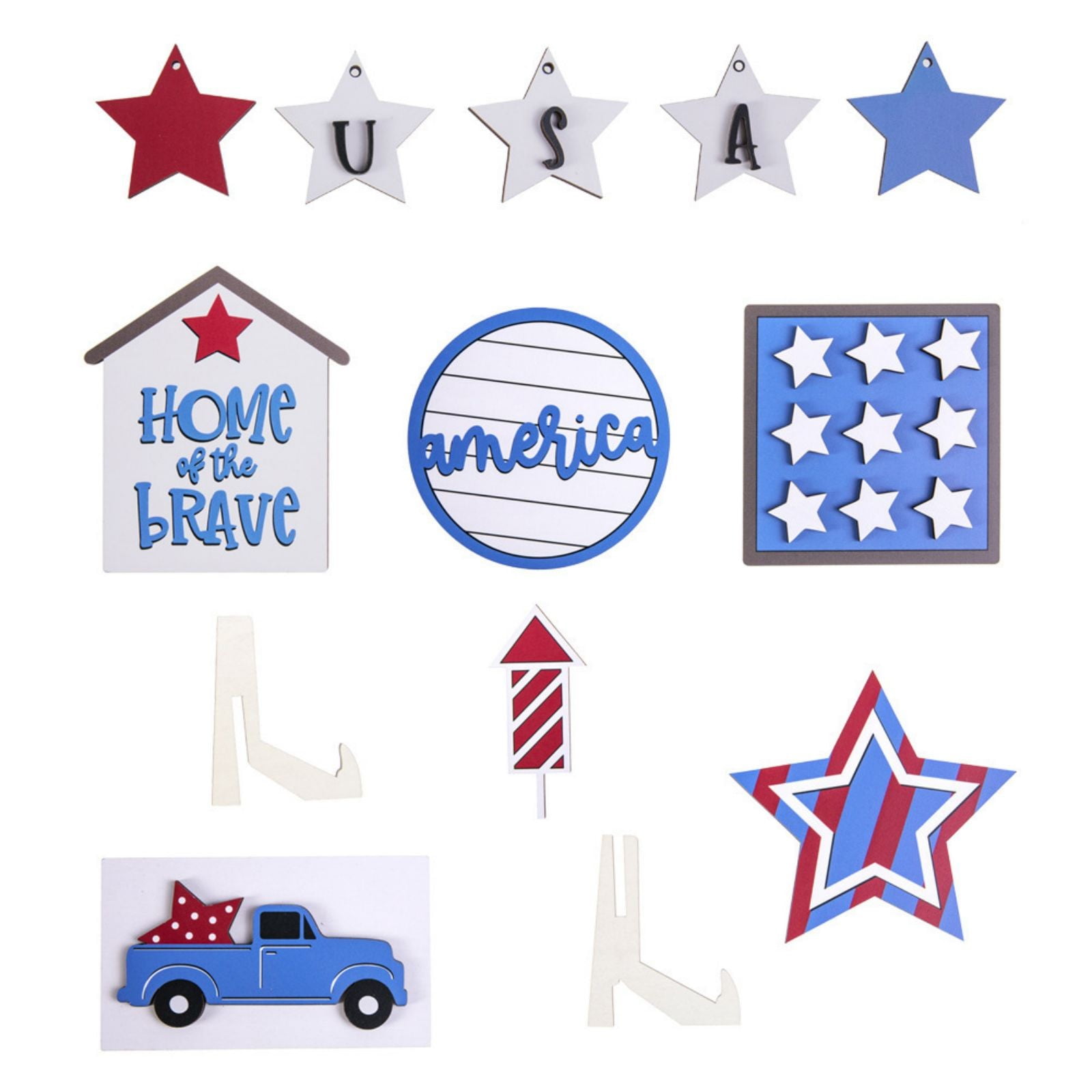 Independence Day Props Holiday Ornaments Tray Decoration, 4th of July Tiered Tray Patriotic