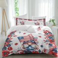 thumbnail image 1 of Independence Day Queen Size Comforter Set, Gnome Red Blue Navy Flower U.S. Flag Bedding for All Seasons, 4 Pcs Bed Set, 1Quiltcover (90"x92") ,1Sheet(94"x116"), 2Pillowcases (30"x20"), 1 of 9