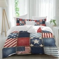 thumbnail image 1 of Independence Day Queen Size Comforter Set, Retro American Flag Plaid Red Blue Stripes Abstract Bedding for All Seasons, 4 Pcs Bed Set, 1Quiltcover (90"x92") ,1Sheet(94"x116"), 2Pillowcases (30"x20"), 1 of 9