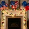 Independence Day Red White Blue Artificial Vines String Lights, Flexible Bendable Stems, Warm LED Ambiance Lighting for Holiday Party, Patio, Fence and Window Decoration