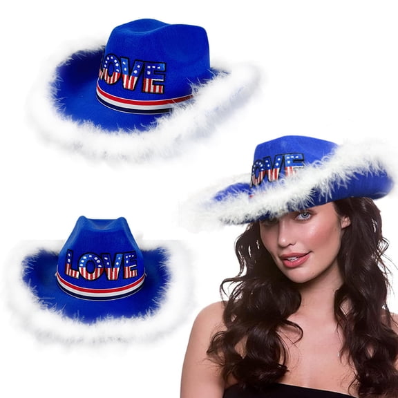 Independence Day Red White Blue Plume Ruffles Decoration Hat, Dress Up Party Performance Props, Holiday Accessories