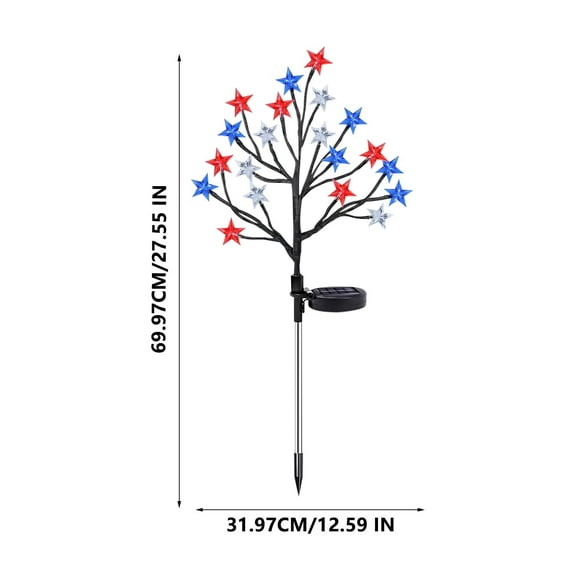 Independence Day Red White Blue Star Stake Lights - Festive Outdoor Decorative String Lights for Garden and Lawns