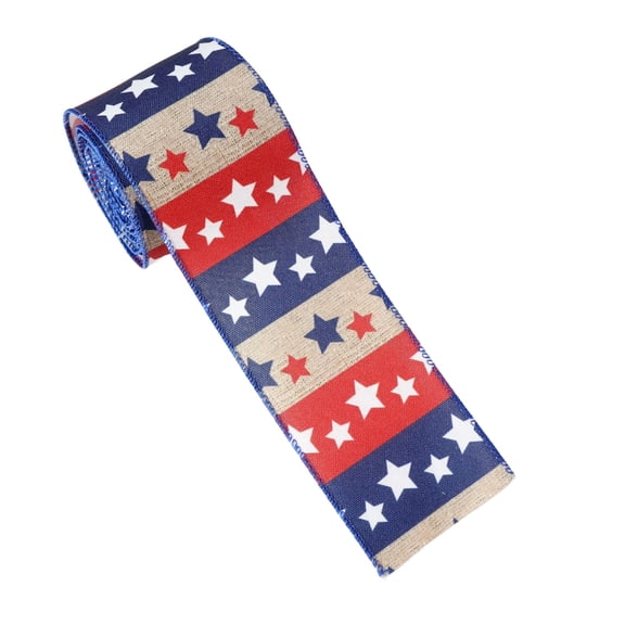 Independence Day Ribbon Flag Star DIY Bow Accessories for Memorial Day 4th of July Decorations Patriotic Grosgrain Ribbon for Party Car Crafts Wreath Making National Holiday Gift Wrap Decor