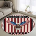 thumbnail image 1 of Independence Day Round Area Rug 4Ft Washable Circle Rugs for Bedroom Dining Room, Eagle U.S Flag Red Blue Stripes Retro Non-Slip Carpet Floor Mats Indoor Outdoor Carpet Runner Aesthetic Home Decor, 1 of 8