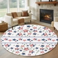thumbnail image 1 of Independence Day Round Area Rug 5Ft Washable Circle Rugs for Living Room Bedroom, 4th of July Red Blue Stripes Star Leaves Non-Slip Carpet Floor Mats Indoor Outdoor Carpet Runner Aesthetic Home Decor, 1 of 8