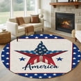 thumbnail image 1 of Independence Day Round Area Rug 6Ft Washable Circle Rugs for Bathroom Office, 4th of July Patriotic Star Usa Flag Non-Slip Carpet Floor Mats Indoor Outdoor Carpet Runner Aesthetic Home Decor, 1 of 8