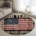 thumbnail image 1 of Independence Day Round Living Room Rugs 3.3 ft, 4th of July 250 Years Retro American Flag Red Stripe Washable Area Rug with Non-Slip Sturdy Edge Binding Round Front Door Mat Floor Carpet for Entryway, 1 of 9