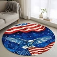thumbnail image 1 of Independence Day Round Living Room Rugs 4 ft, Watercolor Flying Eagle Red Blue USA Flag Washable Area Rug with Non-Slip Sturdy Edge Binding Round Carpet for Entryway Kitchen Bedroom Bathroom, 1 of 9