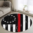 thumbnail image 1 of Independence Day Round Living Room Rugs 4 ft, Watercolor U. S. Flag Metal Stars Red White Stripes Area Rug with Non-Slip Sturdy Edge Binding Round Carpet for Entryway Kitchen Bedroom Bathroom, 1 of 9